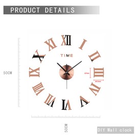 Amazlife 3D DIY Wall Clock, Modern Frameless Large 3D DIY Wall Clock Mirror Stickers Kit Decoration Home for Living Room Bedroom