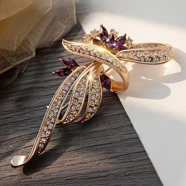 Merdia Created Crystal Brooches for Women Fancy Vintage Style Brooch Pin,Purple color