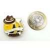 Beehaw Bee Cute Metal Enamel Cowboy Pin Badge