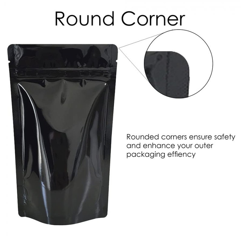 Rightpak Stand Up Pouches 100 Pieces 13cm x 21cm, Black