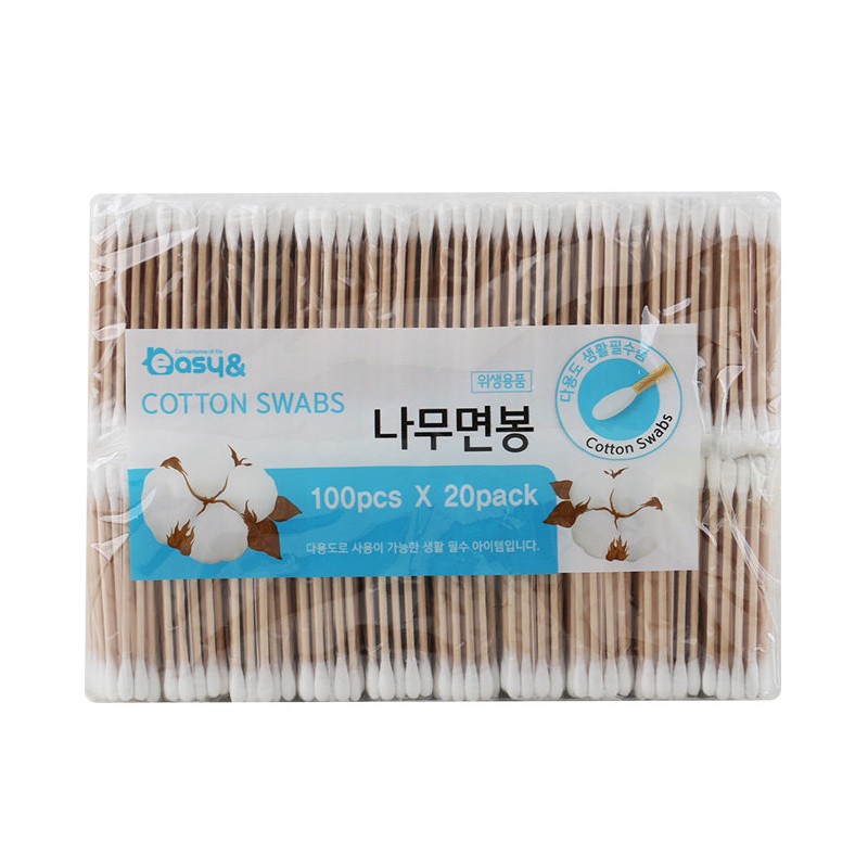 Easy&amp; wooden cotton swabs 100 pieces x 20 bags (total