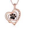 925 Sterling Silver Dog Paw Print Necklace Pendant Heart Necklace