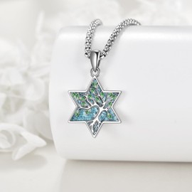 URONE Star of David Necklace 925 Silver Jewish Star Pendant Necklace Jewish Jewellery Religious Gifts for Women Men, No Gemstone