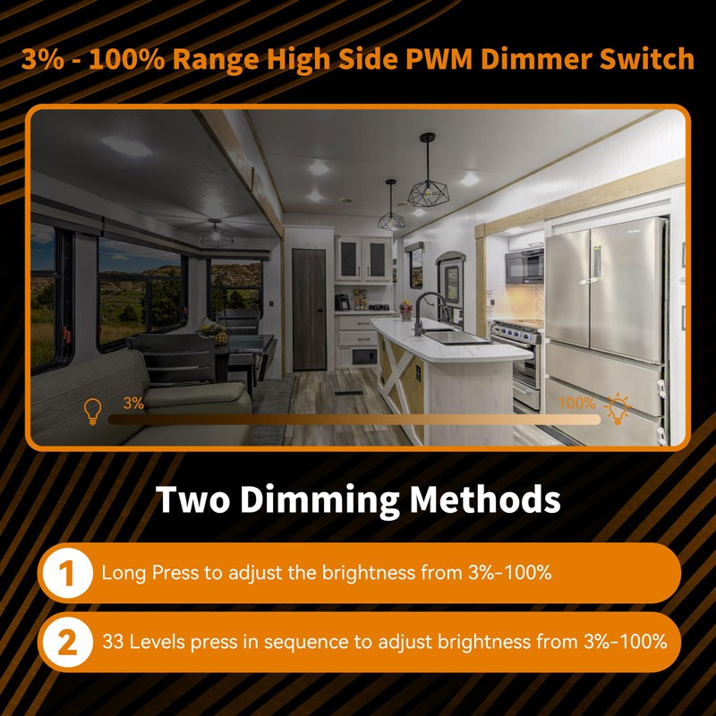 RVZONE 12V Dimmer Switch | 12-24 Volt High Side PWM
