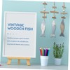 Ciieeo 3Pcs Mediterranean Wood Fish Hanging Pendant Sculpture Nautical Decor