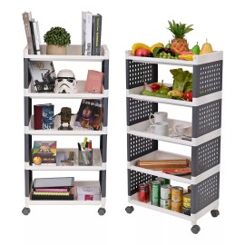 Estante Organizador Multiusos 4 Repisas Carrito Ruedas 360º