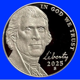2025-S Proof Jefferson Nickel 5¢ Frosty DCAM Fresh from Proof Set CN Clad