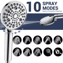 UltrTxenova Rain Shower Head with Handheld Spray Combo,High Pressure Filtered Handheld Shower Head with 10-Spray for Bathroom Upgrade,10" Height/Angle Adjustable Bar,71" Long Hose (Black)
