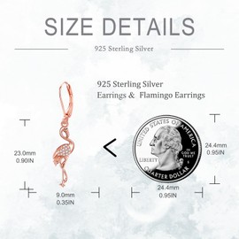 SHEAISRS Flamingo Earrings Sterling Silver Flamingo Dangle Earrings Bird Flamingos Leverback Earrings Cut Animal Jewelry for Women