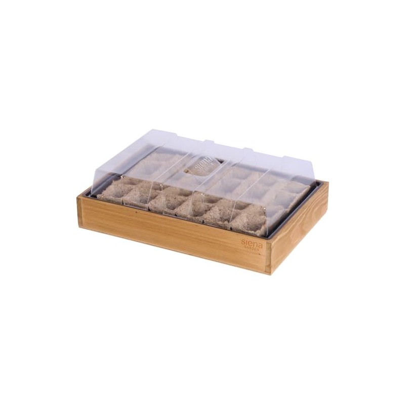 Siena Garden Growing Wood Box with 24 Pots Biodegradable