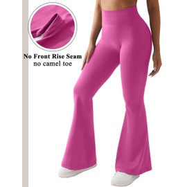 OMKAGI Butt Lifting Flare Leggings for Women Tummy Control Wide Leg Flared Yoga Pants(M,5-Dragon Fruit)