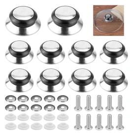 Rairsky Pack of 10 Pot Lid Handles, Lid Handle for Glass Lids, Pot Lid Handle, Stainless Steel, Anti-scald Pot Lid Handle, Heat Resistant Handle for Pans with Flat Base and Cookware