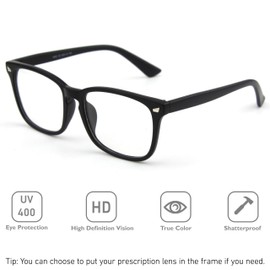 GQUEEN Fashion Glasses Non Prescription Fake Glasses for Women Men Clear Lens Square Matte Black, 201582