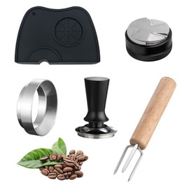 Kit de Manipulación Espresso de 53mm, Kit de Barista para Máquinas de Expreso, 5pcs, Incluye Tamper, Nivelador de Café, WDT, Anillo de Dosificador, Tamper Holder (53mm)