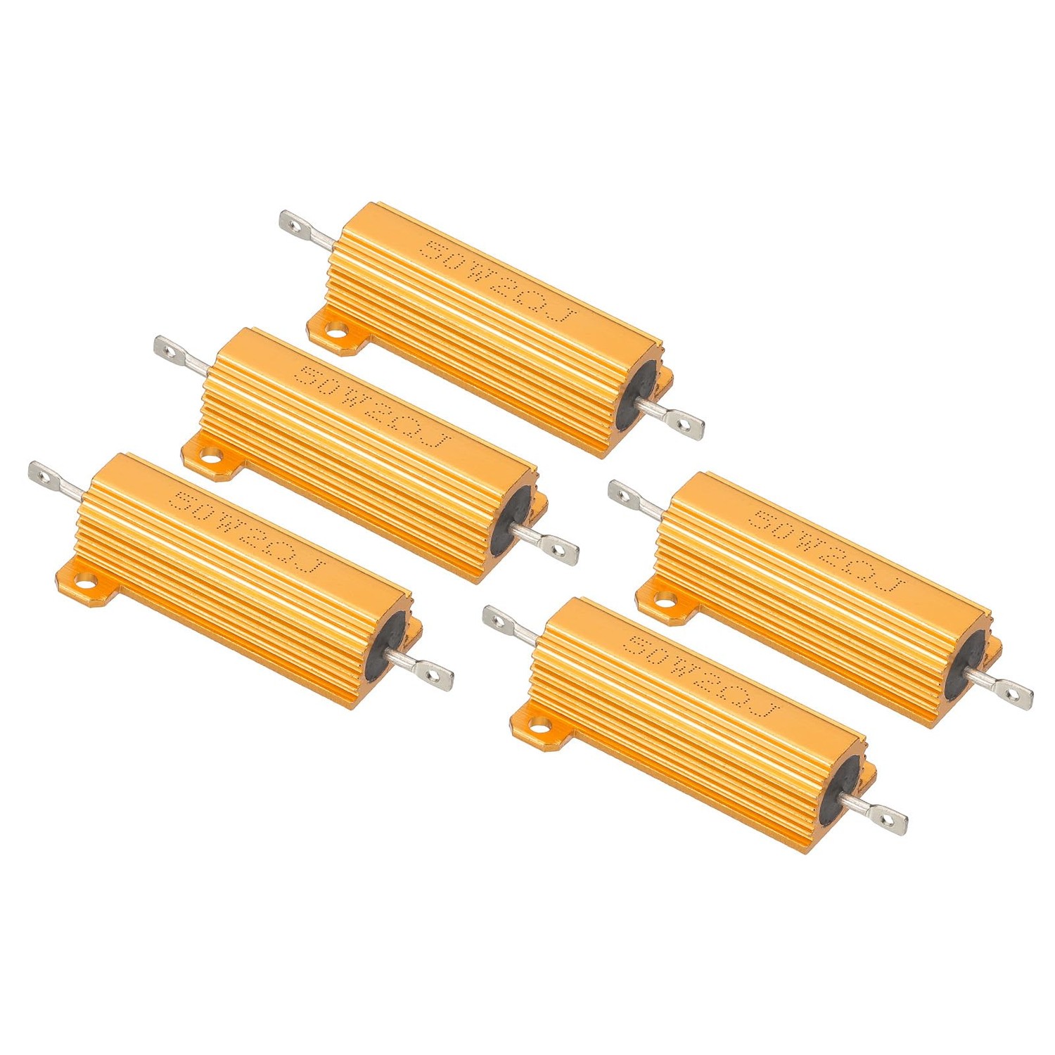Mdurian 2 X 100W 50 Ohm 5% Aluminium Behuizing Weerstand Belastingsweerstanden Schroefkraan Draadboor Lampen Vermogensweerstand Aluminium Behuizing Draadweerstand Goud