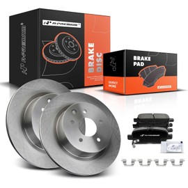 A-Premium 12.13 inch (308mm) Rear Vented Disc Brake Rotors + Ceramic Pads Kit Compatible with Select Infiniti and Nissan Models - M35/M45, Q40 2015, Maxima, EX35, EX37, G25, G35, G37, QX50, 350Z, 370Z