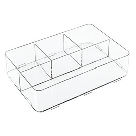InterDesign Clarity 5 Compartimiento Organizador de Enclavamiento para cosméticos y Productos de Belleza, Mediano, 4 Compartimentos, Transparente, 1