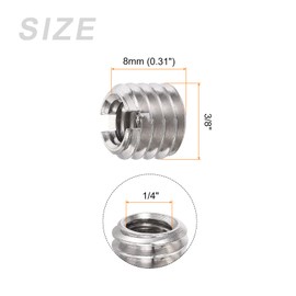 METALLIXITY Convert Screw Adapter (8mm/0.31") 5Pcs, Alloy Steel 1/4" Female to 3/8" Male Thread Screw - for Home Tripods Light Stands, Silver