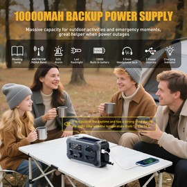 Hand Crank Emergency Radio, 10000mAh Weather Radio with AM/FM/NOAA, Solar Prower, SOS Alarm, Phone Charging, LED Flashlight, Portable Survival Gear for Outdoor & Home Emergencies Kits, Grey