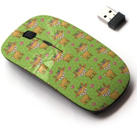 2.4G Wireless Mouse with Cute Pattern Design for All Laptops and Desktops with Nano Receiver - Cute Deer Flower