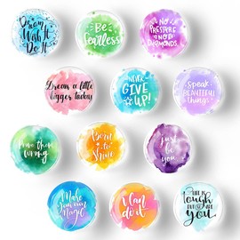 12 PCS Glass Fridge Mangets, Inspirational Fridge Magnets, Motivational Refrigerator Magnets for Kitchen, Office Cabinets, Whiteboard, Dishwasher, Locker, Photos Motivational Quote Locker Magnets