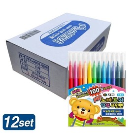 Jigu Chemical Nomarji 12-Color Felt-tip Pens, 1 Set of 12, 1 Box, Non-drying Felt-tip Pens, Water-based Felt-tip Pens, Supplies Jigu / 지구화학 노마르지 12색 사인펜 12개 세트 1갑 마르지않는 사인펜 싸인펜 수성 준비물 지구