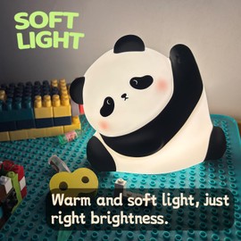 WesData Cute Panda Silicone Night Light, 3-Level Dimmable Soft Light, Timed, Rechargeable, Bedside Touch Lamp, Creates a Cozy Ambiance, Ideal Decoration and Gift for Kids, Boy, Girl, and Friend
