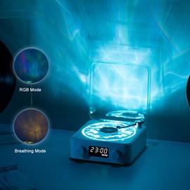 Bewinner Retro-Bluetooth-Lautsprecher, Vintage-Waves-Player, Kompakter Stereo-Sound-Lautsprecher mit Einstellbarem Licht und Zeit, Tragbarer Vintage-Waves-Lautsprecher Zum Entspannen