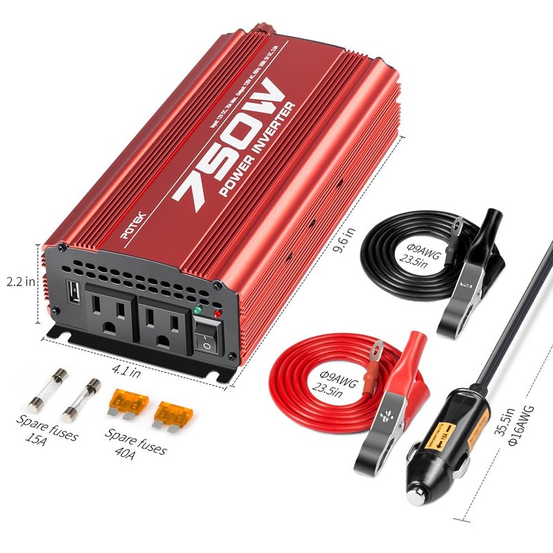 POTEK 750W Power Inverter DC 12V to AC 115V Car