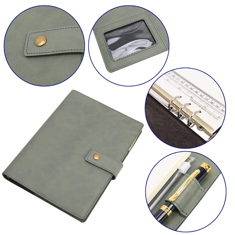 Wonderpool Leather Diary Refillable Notebook Spiral Journal Binder Portfolio -