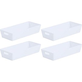 Wham Versatile Plastic Rectangular Studio Basket 2.01 (White, 4 Baskets)