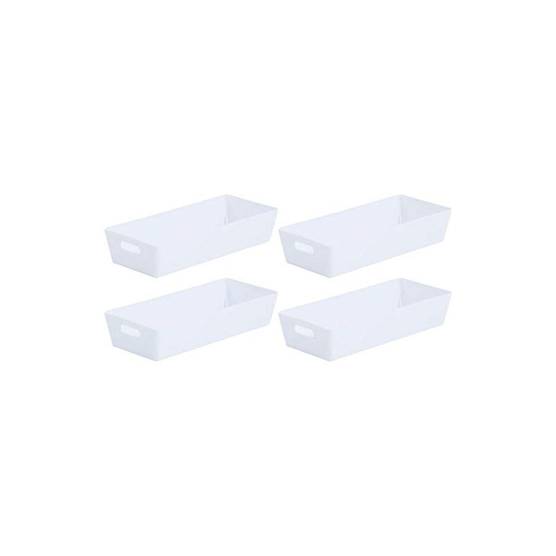 Wham Versatile Plastic Rectangular Studio Basket 2.01 (White, 4 Baskets)