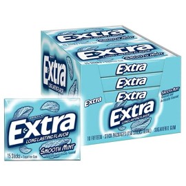 EXTRA Gum Sugarfree Chewing Gum, 15 Pieces (Pack of 10) - Smooth Mint