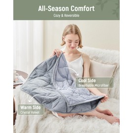 Weighted Lap Blanket 5 lbs for Adults, Luxury Soft Small Weighted Blanket, Compact Portable Weighted Lap Pad for Relaxation, Sleeping, Travel, All-Season Use, Light Grey, 30" x 40"