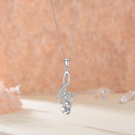 MEIDERBO Violin Necklace 925 Sterling Silver Music Note Necklace Violinist Pendant Treble Clef Necklace Music Jewelry Gifts for Women
