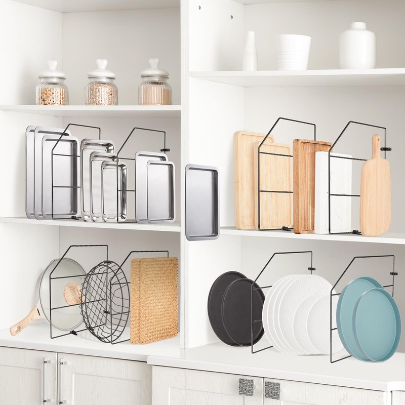 Blulu 4 Pcs Baking Sheet Organizer Tray Dividers for Cabinets