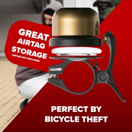 Kyto Bicycle Bell for AirTag Ø 22mm (0,87 inch) Bicycle Anti-Theft Airtag Holder GPS Tracker Accessories AirTag Accessories Black Gold