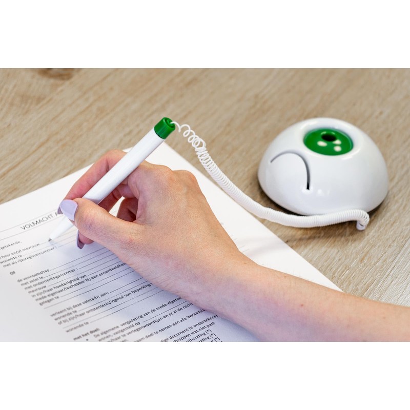 Q-Connect Antibacterial Reception Pen w/Paper Holder Plus x3 Ink Blue