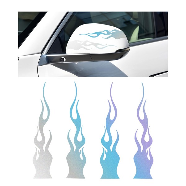 DXNQ 4 PCS Car Flame Reflective Stickers, Waterproof & Durable