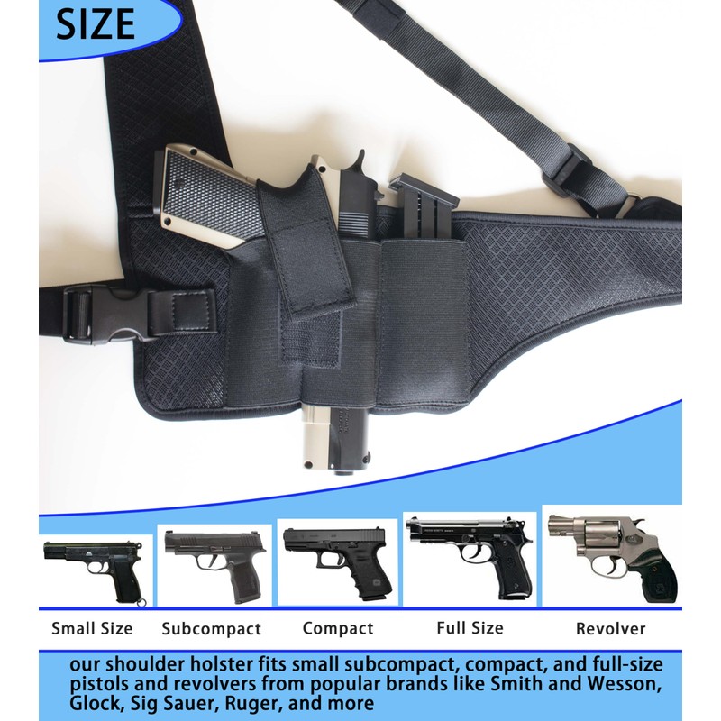 HOGIKUO Universal Shoulder Holster，Chest Holster,Concealed Shoulder Holster for Men,Fits 1911,M&P