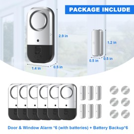 ANKOSHUN Door Window Alarm Sensors - Door Alarms for Kids Safety, Door Alarms for Home Security, for Home, Office, Store, Garage, Dorm Room, Apartment, RV, Silver Gray, 6 Pack
