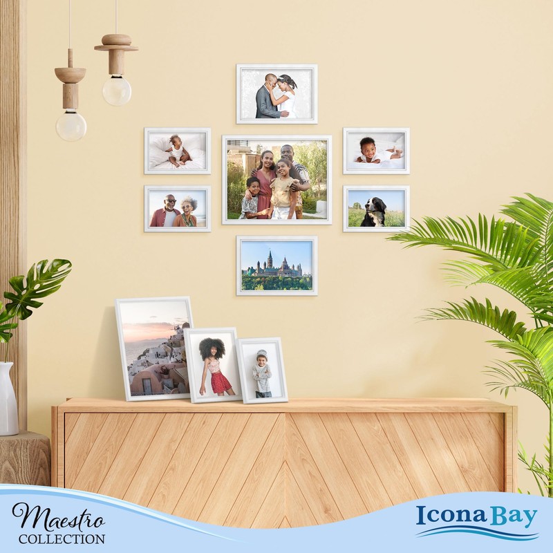 Icona Bay Combination White Picture Frames Set - 10 PC