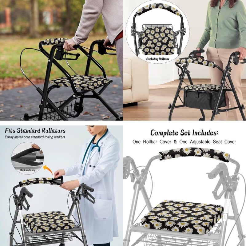 LedBack Rollator Walker Accessories 3 Pack Daisy Rollator Walker Seat