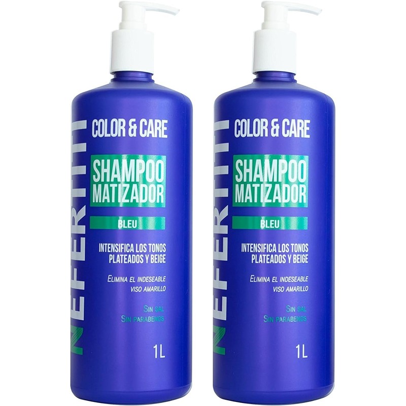 Shampoo Matizador Bleu Neferti 1L by Gaero Intensifica Tonos Plateados