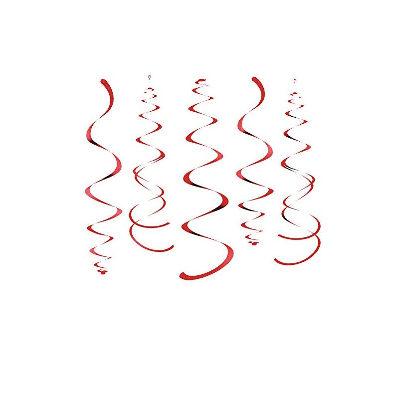WEVEN Red Party Hanging Swirl Decorations Plastic Streamer for Ceiling,