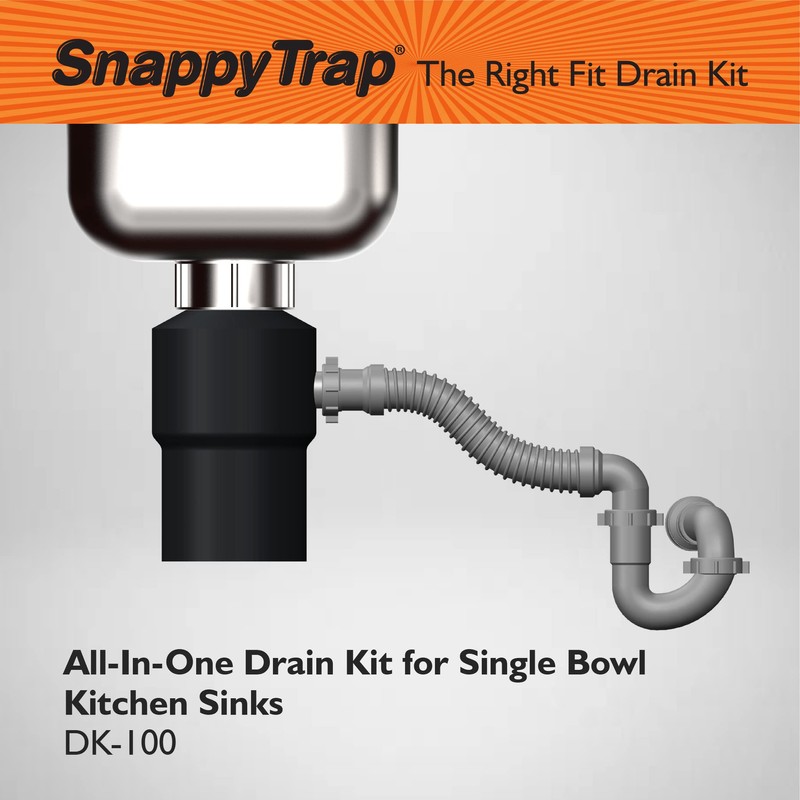 Snappy Trap Single Kitchen Sink Drain Kit, 1-1/2" with Flexible
