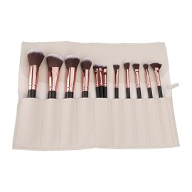 JetWave Cosmetic Brush Pouch, PU Leather, Large Capacity, Makeup Pouch, Makeup Brush Storage, Portable, Multi-functional Organizer, Business Trip/Travel Essentials (Black)