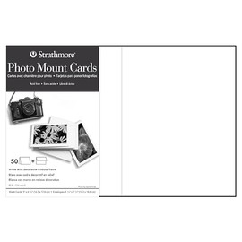 Strathmore Photo Mount Cards, White with Decorative Border, 5x6.875 inches, 50 Pack, Envelopes Included - Blank Greeting Cards for Weddings, Events, Birthdays