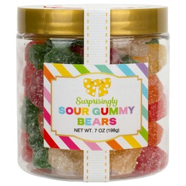 100 North Oh Sugar Sweets Colorful 7 Ounce Decorative Container Tasty & Delicious Gummy Surprisingly Sour Gummy Bears