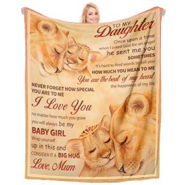 Vetbuosa Daughter Gifts - Fleece Blanket, Daughter Gifts from Mum, with Beautiful Saying, Birthday, Positive Encourage and Love Gifts for Daughter, 127x152cm Soft Throw Blanket